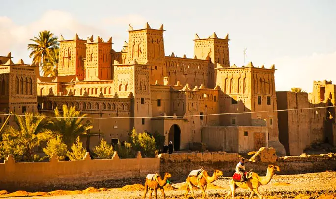 Kasbah in Morocco is a historic fortified citadel or district, often built from